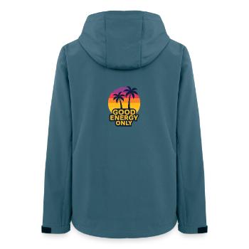 Sonnige Palmen mit Gute Energie Botschaft - Frauen Recycelte Softshelljacke von Stanley/Stella - Dunkles Petrol - Hinten - AI Model Female 172 light (172cm)