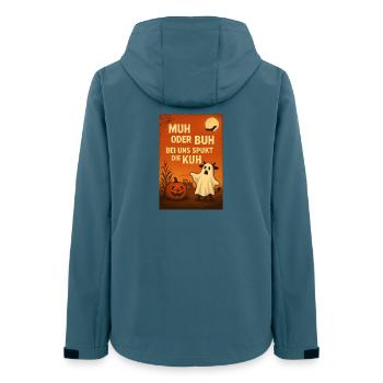 Haunted Cow Halloween: Moo or Boo - Women’s Recycled Softshell Jacket by Stanley/Stella - stargazer - Back - AI Model Female 172 light (172cm)