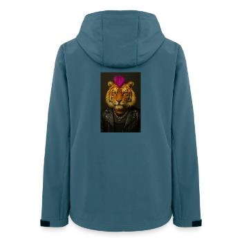 Tiger Punk Mohawk in Leather - Frauen Recycelte Softshelljacke von Stanley/Stella - Dunkles Petrol - Hinten - AI Model Female 172 light (172cm)