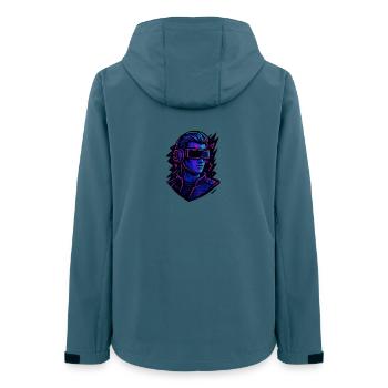 Néon Cyber VR Tête Portrait, Cyberpunk - Veste softshell femme recyclée Stanley/Stella - bleu pétrole foncé - Dos - AI Model Female 172 light (172cm)