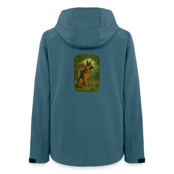 Chien de forêt rétro - Veste softshell femme recyclée Stanley/Stella - bleu pétrole foncé - Dos - AI Model Female 172 light (172cm)