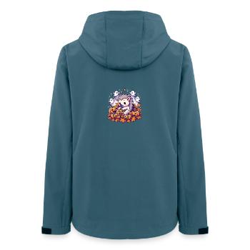 Süßes Schwein Halloween Deko mit Kürbissen - Frauen Recycelte Softshelljacke von Stanley/Stella - Dunkles Petrol - Hinten - AI Model Female 172 light (172cm)