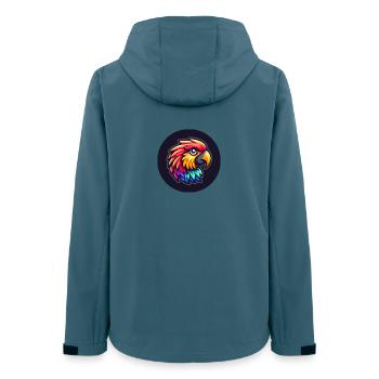 Papagei Ara Kopf bunt Cartoon Comic - Frauen Recycelte Softshelljacke von Stanley/Stella - Dunkles Petrol - Hinten - AI Model Female 172 light (172cm)