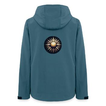 Goldene Sonne mit Strahlen Galaxie - Frauen Recycelte Softshelljacke von Stanley/Stella - Dunkles Petrol - Hinten - AI Model Female 172 light (172cm)
