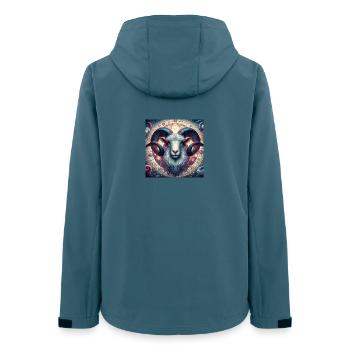 WIDDER \ Sternzeichen - Frauen Recycelte Softshelljacke von Stanley/Stella - Dunkles Petrol - Hinten - AI Model Female 172 light (172cm)
