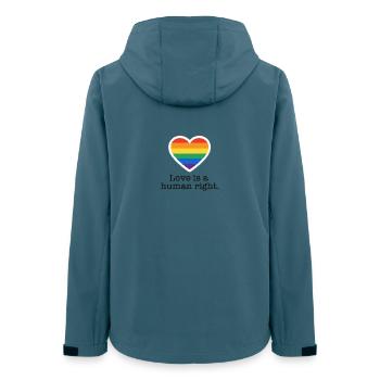 Love is a Human Right – Pride Herz - Frauen Recycelte Softshelljacke von Stanley/Stella - Dunkles Petrol - Hinten - AI Model Female 172 light (172cm)