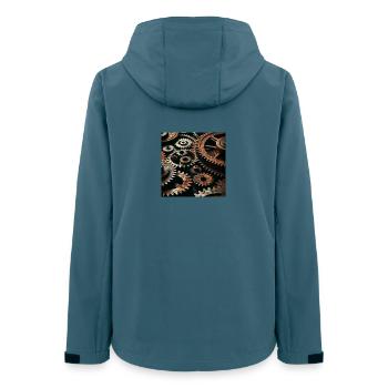 Mechanische Zahnräder Design - Frauen Recycelte Softshelljacke von Stanley/Stella - Dunkles Petrol - Hinten - AI Model Female 172 light (172cm)