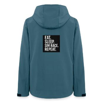 MANGER. DORMIR. COURSE À LA CARTE SIM. RÉPÉTER - Veste softshell femme recyclée Stanley/Stella - bleu pétrole foncé - Dos - AI Model Female 172 light (172cm)