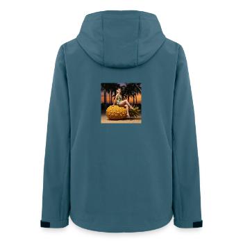 Tropisches Bikini-Design mit Ananas-Motiv - Frauen Recycelte Softshelljacke von Stanley/Stella - Dunkles Petrol - Hinten - AI Model Female 172 light (172cm)