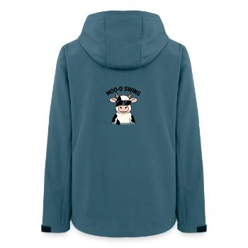 Vache chic avec des lunettes de soleil Illustration - Veste softshell femme recyclée Stanley/Stella - bleu pétrole foncé - Dos - AI Model Female 172 light (172cm)