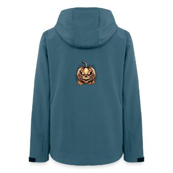 Gruseliger Halloween Kürbis mit Schädel-Design - Frauen Recycelte Softshelljacke von Stanley/Stella - Dunkles Petrol - Hinten - AI Model Female 172 light (172cm)