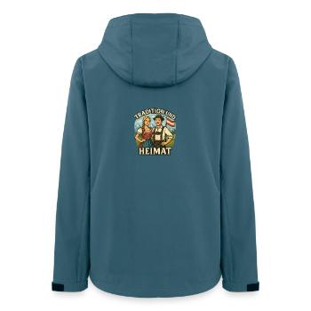 Tradition und Heimat Trachtenfreude - Frauen Recycelte Softshelljacke von Stanley/Stella - Dunkles Petrol - Hinten - AI Model Female 172 light (172cm)