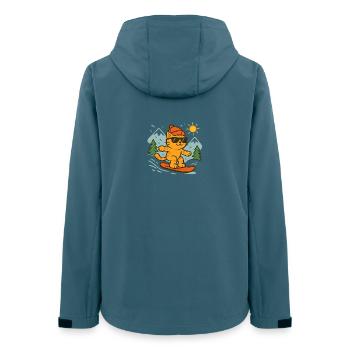 Surferkatze von den Gipfeln in der Sonne - Frauen Recycelte Softshelljacke von Stanley/Stella - Dunkles Petrol - Hinten - AI Model Female 172 light (172cm)