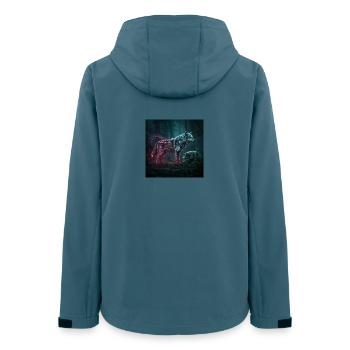 Neonrunen Wolfwald im Mondschein - Frauen Recycelte Softshelljacke von Stanley/Stella - Dunkles Petrol - Hinten - AI Model Female 172 light (172cm)