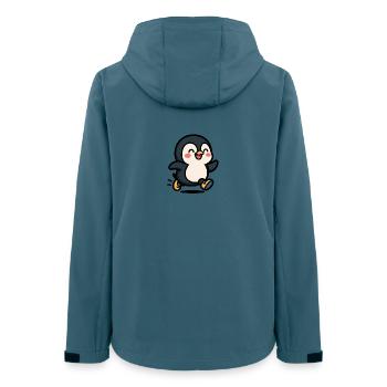 Pingouin en mouvement : saut joyeux - Veste softshell femme recyclée Stanley/Stella - bleu pétrole foncé - Dos - AI Model Female 172 light (172cm)