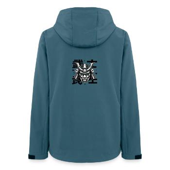 Glyphe du masque de samouraï futuriste - Veste softshell femme recyclée Stanley/Stella - bleu pétrole foncé - Dos - AI Model Female 172 light (172cm)
