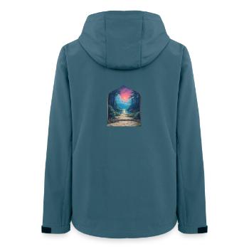 Sunset Portal in Forest Landscape - Women’s Recycled Softshell Jacket by Stanley/Stella - stargazer - Back - AI Model Female 172 light (172cm)