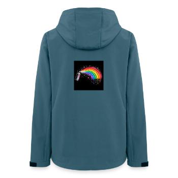 Regenbogen-Spray Kunst - Frauen Recycelte Softshelljacke von Stanley/Stella - Dunkles Petrol - Hinten - AI Model Female 172 light (172cm)