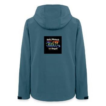 Personne n’est illégal - Veste softshell femme recyclée Stanley/Stella - bleu pétrole foncé - Dos - AI Model Female 172 light (172cm)