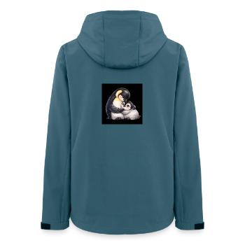 Maman Pingouin câline son bébé - Veste softshell femme recyclée Stanley/Stella - bleu pétrole foncé - Dos - AI Model Female 172 light (172cm)