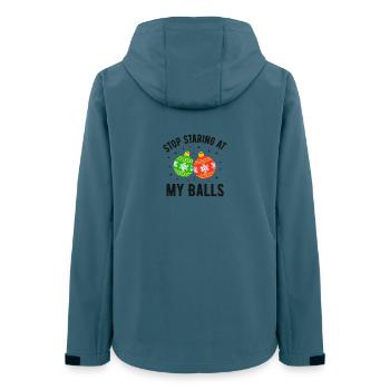 Hör auf, meine Eier anzustarren - Frauen Recycelte Softshelljacke von Stanley/Stella - Dunkles Petrol - Hinten - AI Model Female 172 light (172cm)