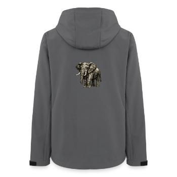 Vintage Elefant Illustration – Kraft & Natur - Frauen Recycelte Softshelljacke von Stanley/Stella - Anthrazit - Hinten - AI Model Female 172 light (172cm)