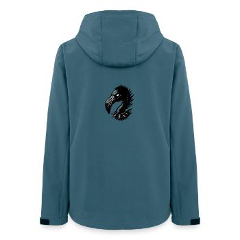 Metall-Flamingo - Frauen Recycelte Softshelljacke von Stanley/Stella - Dunkles Petrol - Hinten - AI Model Female 172 light (172cm)