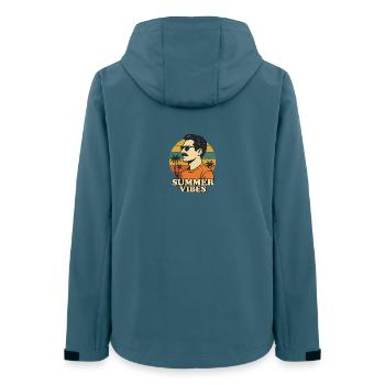 Sommer Vibes Retro Design - Frauen Recycelte Softshelljacke von Stanley/Stella - Dunkles Petrol - Hinten - AI Model Female 172 light (172cm)