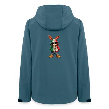 Lapin à capuche avec drapeau du Mexique - Veste softshell femme recyclée Stanley/Stella - bleu pétrole foncé - Dos - AI Model Female 172 light (172cm)