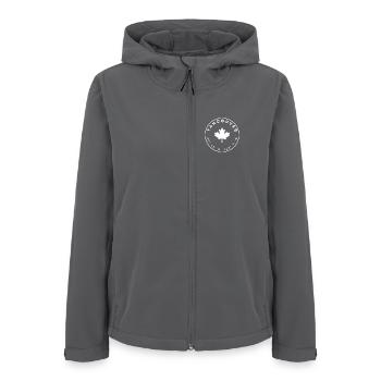 Vancouver mit Ahornblatt und Koordinaten - Frauen Recycelte Softshelljacke von Stanley/Stella - Anthrazit - Vorne - AI Model Female 172 light (172cm)
