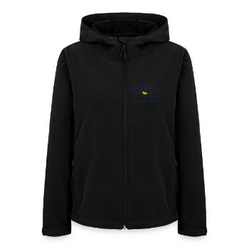Corfu Champ*gne & Oyster Club Logo - Frauen Recycelte Softshelljacke von Stanley/Stella - Schwarz - Vorne - AI Model Female 172 light (172cm)