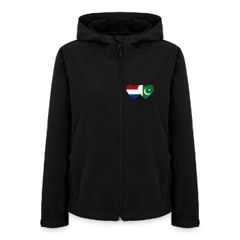 Netherlands Pakistan Flags Heart - Women’s Recycled Softshell Jacket by Stanley/Stella - black - Front - AI Model Female 172 light (172cm)