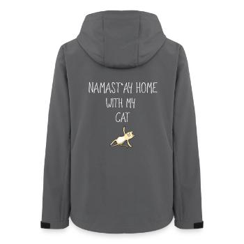 yoga namaste sport spruch cat süß stay Comic Video - Frauen Recycelte Softshelljacke von Stanley/Stella - Anthrazit - Hinten - AI Model Female 172 light (172cm)
