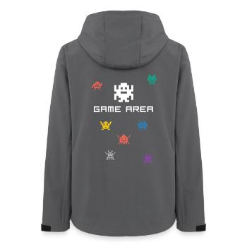 zone de jeu pixel nerd pc konsole retro gamer Monste - Veste softshell femme recyclée Stanley/Stella - charbon - Dos - AI Model Female 172 light (172cm)