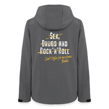 Just Coffee Nur Kaffee No Sex Drugs & Rock'n'Roll - Frauen Recycelte Softshelljacke von Stanley/Stella - Anthrazit - Hinten - AI Model Female 172 light (172cm)