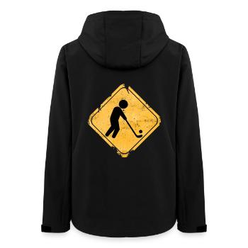 Grunge Hockey Crossing Warning Sign - Women’s Recycled Softshell Jacket by Stanley/Stella - black - Back - AI Model Female 172 light (172cm)