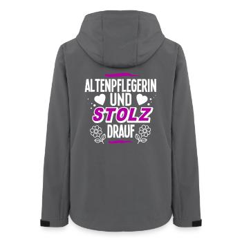 Altenpflegerin - Frauen Recycelte Softshelljacke von Stanley/Stella - Anthrazit - Hinten - AI Model Female 172 light (172cm)