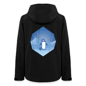 Penguin mother with penguin baby - design - Women’s Recycled Softshell Jacket by Stanley/Stella - black - Back - AI Model Female 172 light (172cm)
