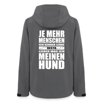 Lebensmotto Hundehalter Druck - Frauen Recycelte Softshelljacke von Stanley/Stella - Anthrazit - Hinten - AI Model Female 172 light (172cm)