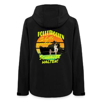 Poller hocken Schiffe gucken Schnauze halten ! - Frauen Recycelte Softshelljacke von Stanley/Stella - Schwarz - Hinten - AI Model Female 172 light (172cm)