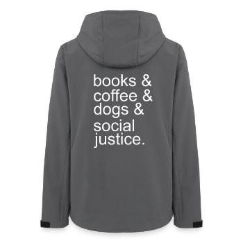 Book Coffee Dog and Social Justice - Women’s Recycled Softshell Jacket by Stanley/Stella - anthracite - Back - AI Model Female 172 light (172cm)