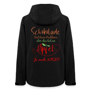 Schokolade und Apfel Motiv mit Humor - Frauen Recycelte Softshelljacke von Stanley/Stella - Schwarz - Hinten - AI Model Female 172 light (172cm)