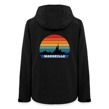 Marseille Skyline Souvenir France Silhouette - Women’s Recycled Softshell Jacket by Stanley/Stella - black - Back - AI Model Female 172 light (172cm)