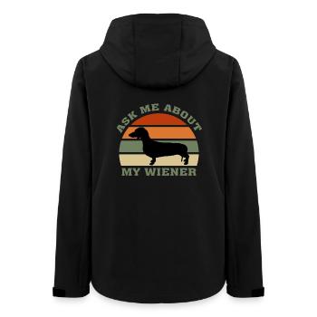 Ask Me About My Wiener, Funny Wiener Dog Gift - Women’s Recycled Softshell Jacket by Stanley/Stella - black - Back - AI Model Female 172 light (172cm)