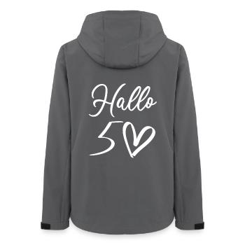 Herzliche Begrüßung mit Handgeschriebenem Design - Frauen Recycelte Softshelljacke von Stanley/Stella - Anthrazit - Hinten - AI Model Female 172 light (172cm)