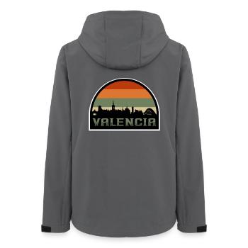 Valencia Spanien Skyline Silhouette Spanische Flagge - Frauen Recycelte Softshelljacke von Stanley/Stella - Anthrazit - Hinten - AI Model Female 172 light (172cm)