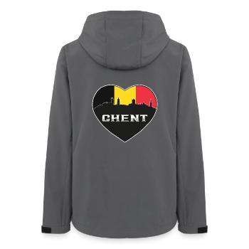 Ghent Belgique Skyline Drapeau Belge Voyage Souvenir - Veste softshell femme recyclée Stanley/Stella - charbon - Dos - AI Model Female 172 light (172cm)