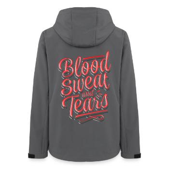 Blood sweat and tears - Typografie Schriftzug - Frauen Recycelte Softshelljacke von Stanley/Stella - Anthrazit - Hinten - AI Model Female 172 light (172cm)