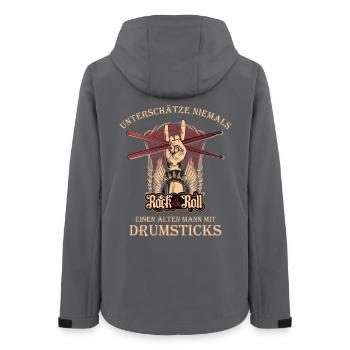 Drummer drummer - old man with drumsticks - Women’s Recycled Softshell Jacket by Stanley/Stella - anthracite - Back - AI Model Female 172 light (172cm)