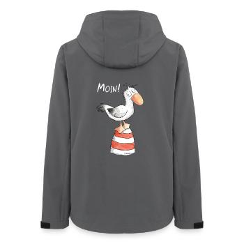 Moin Möwe I Nordsee Urlaub Geschenk - Frauen Recycelte Softshelljacke von Stanley/Stella - Anthrazit - Hinten - AI Model Female 172 light (172cm)